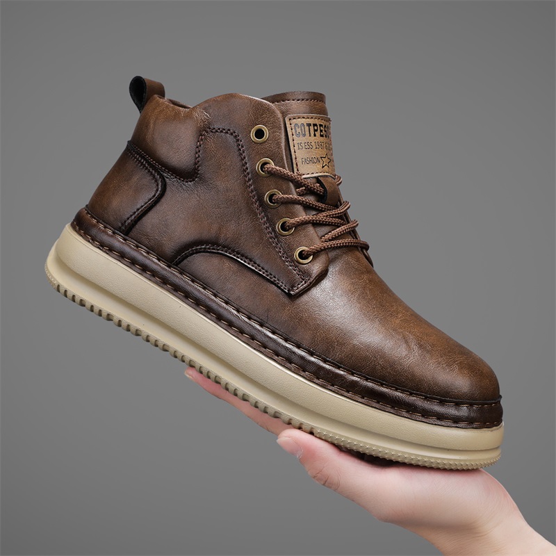 Men Shoes Everyday - Men's Handmade Retro High-Top Casual Shoes,