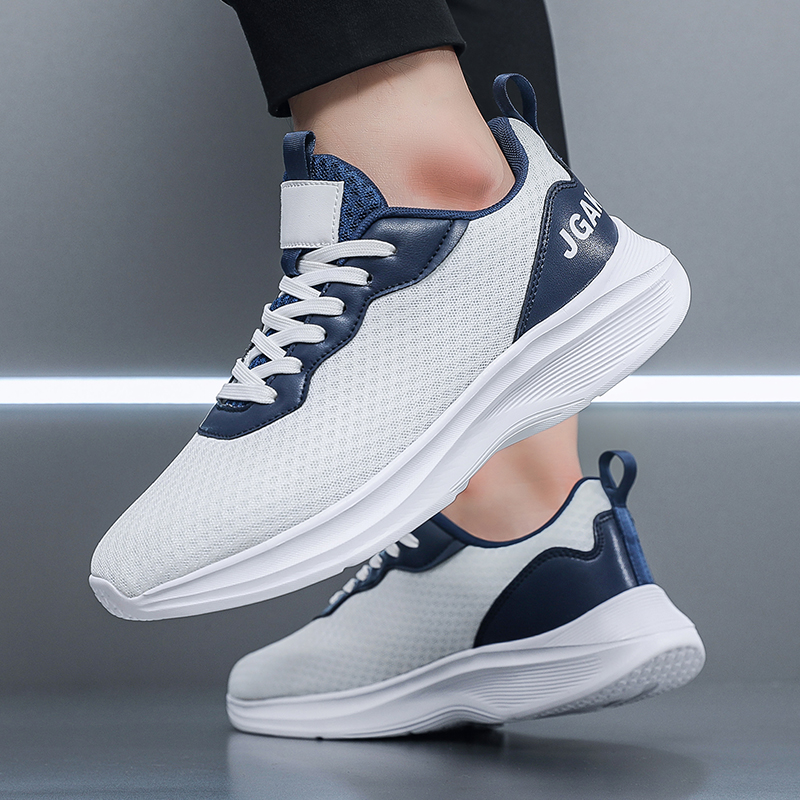 Men Shoes Eu To Us Size - Ultra Light Mesh White Sneakers for