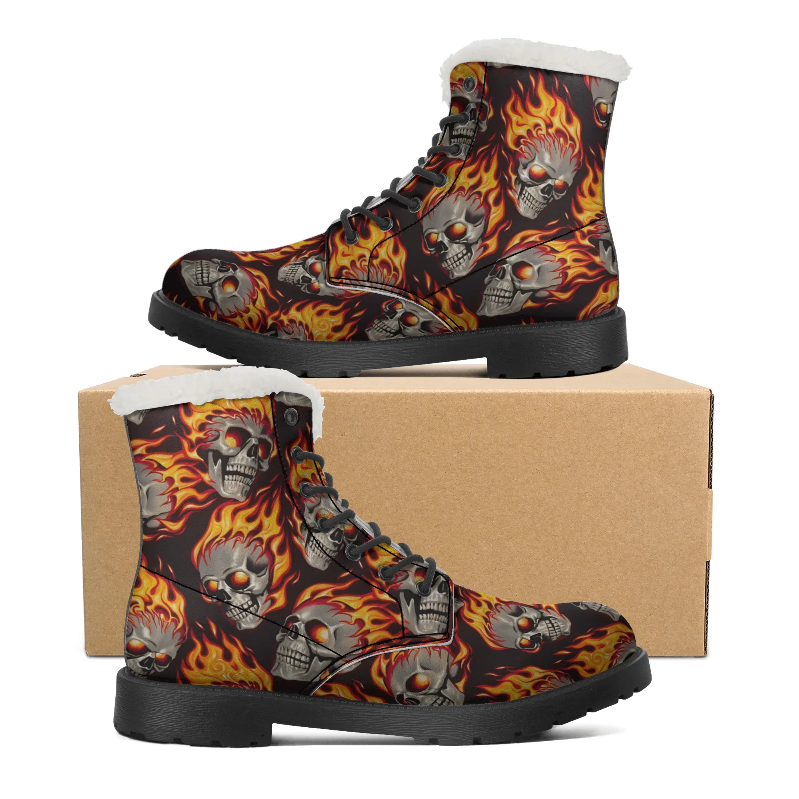 Fire Skull Patterns Snow Boots - Men Shoes Eu To Us Size recensie en prijs